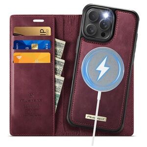 Burgundy Wallet Case for iPhone Wallet Case for iPhone 16 Pro NEW